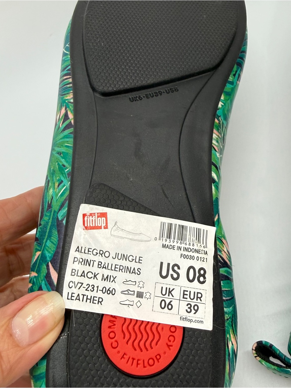 FITFLOP Allegro Jungle Print Ballerina Flat Shoes Comfort Leather Size 8 - Picture 11 of 11